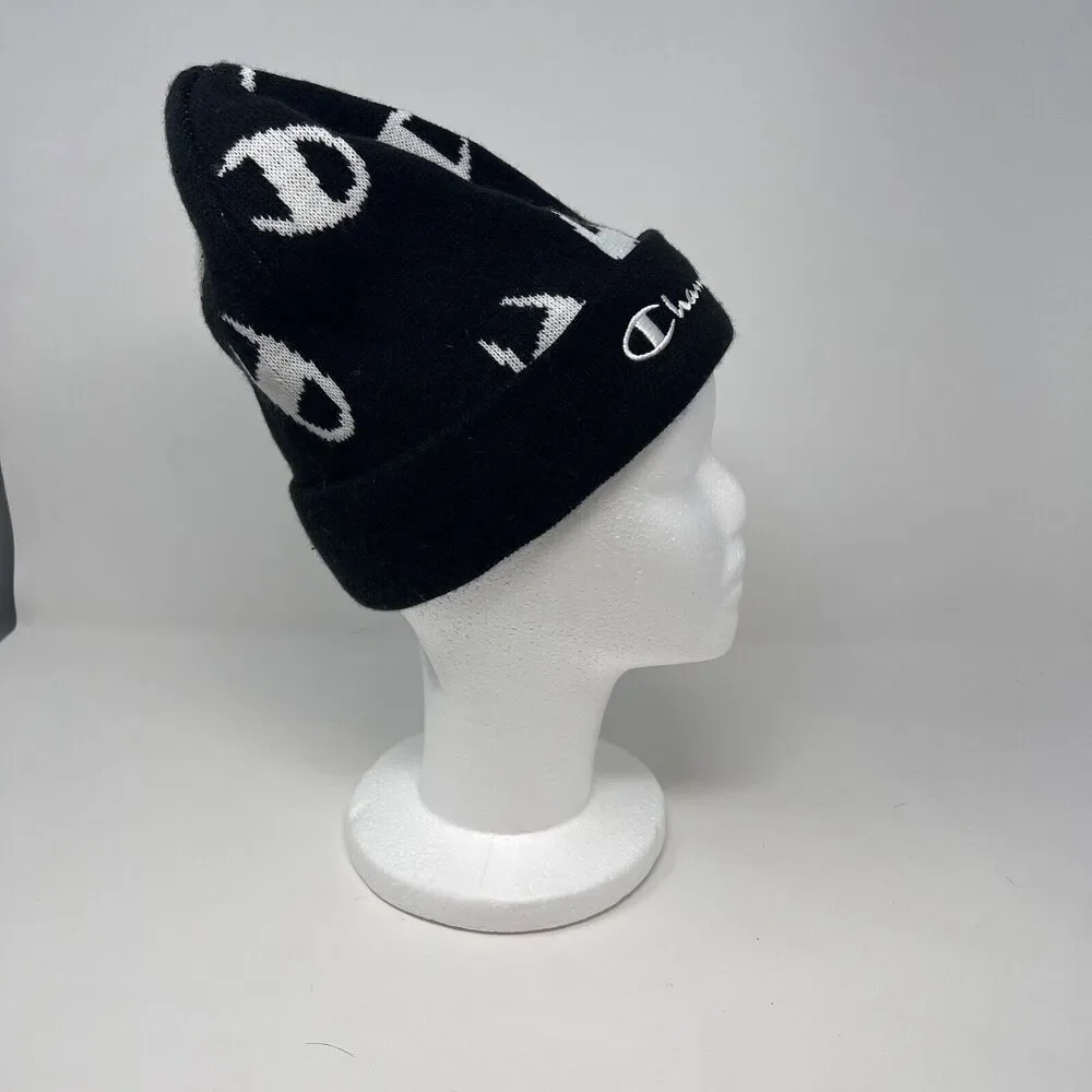 Champion Black with White 'C's Fleece Beanie